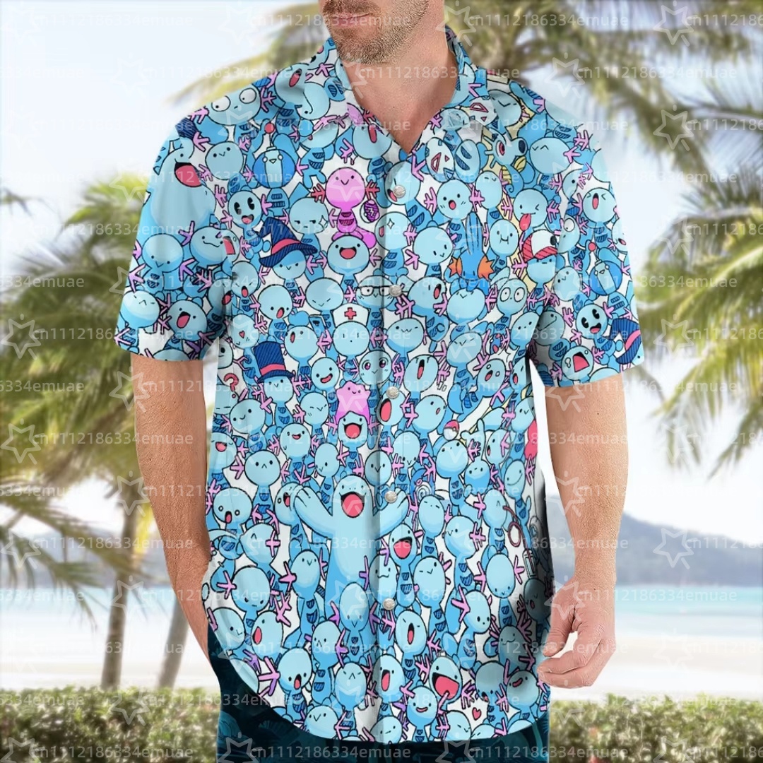 Anime Merchandise For Women - 2026 Anime Mudkip Maglietta Hawaiana Blu