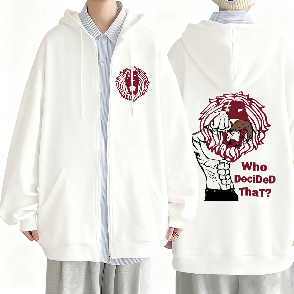 Anime Merch Hoodie - Felpa con cappuccio e zip Oversize