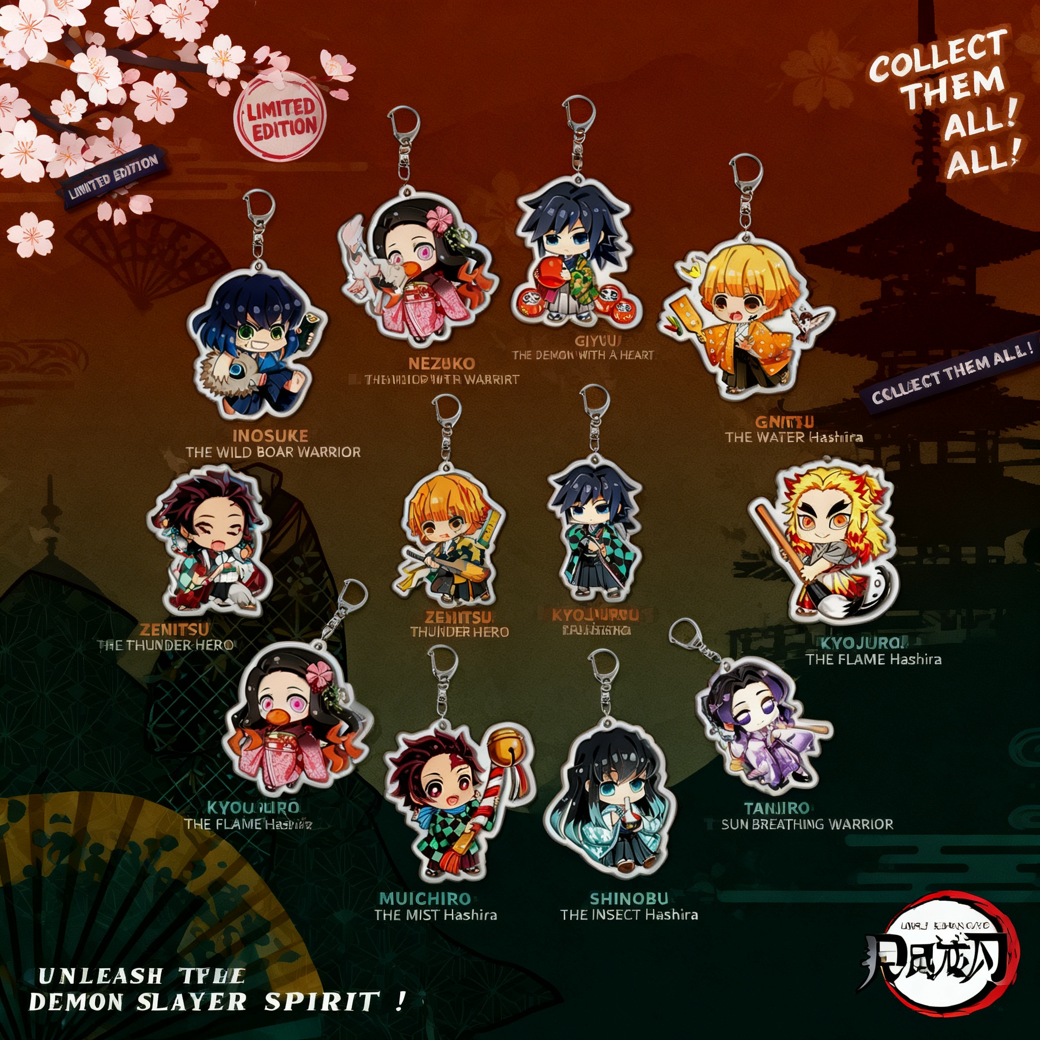 Anime Convention Merchandise - Portachiavi in acrilico Demon Slayer Kimetsu