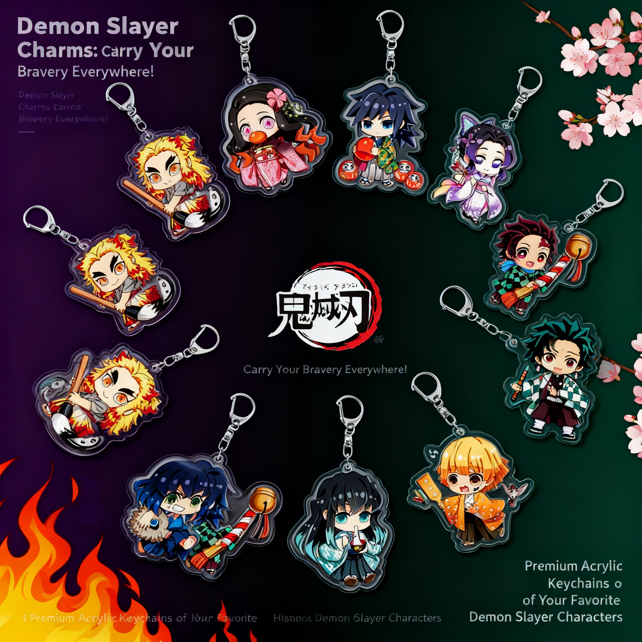 Anime Convention Merchandise - Portachiavi in acrilico Demon Slayer Kimetsu